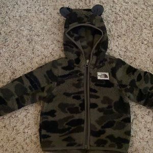 Infant size 12-18 month The North face fleece hooded camo jacket.